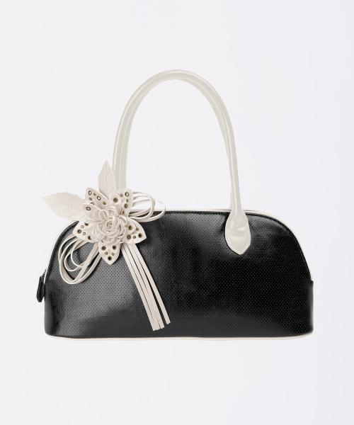 Flower Bowling Bag Glossy Black