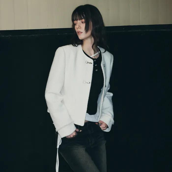후크 트위드 자켓 [IVORY]