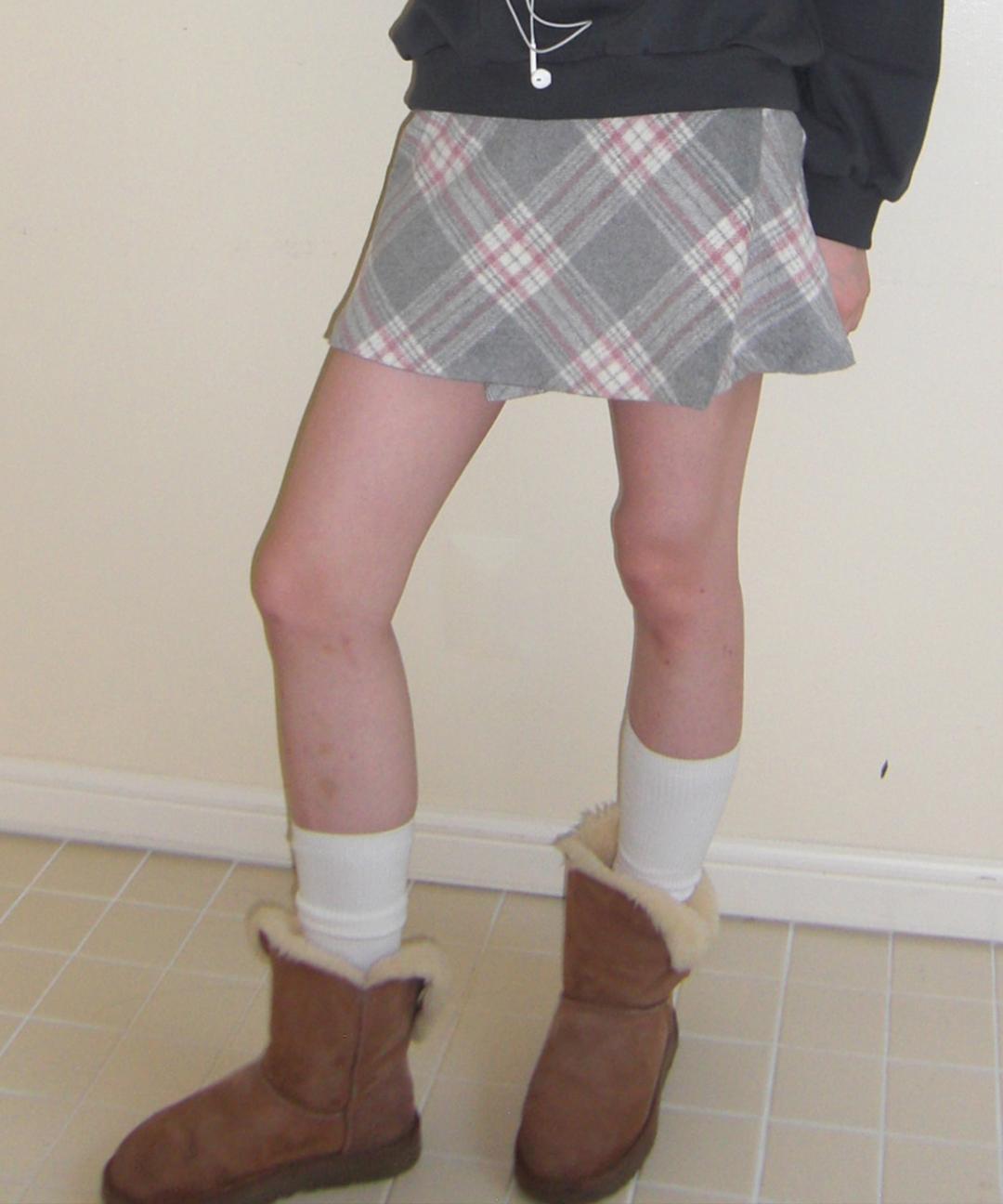 Redel Check Wool Wrap Skirt ( Grey )