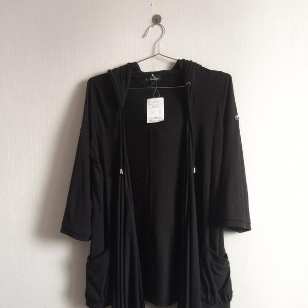 Drape point open hood cardigan