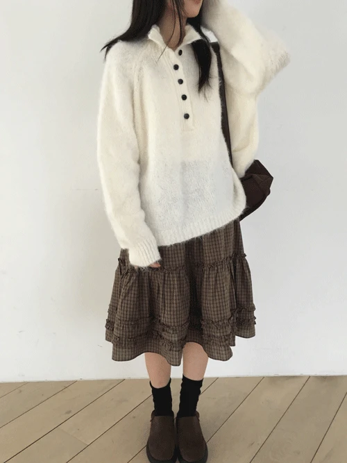 로아 버튼 루즈 니트 (3colors)