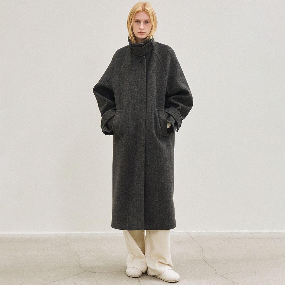 wool classic balmacaan coat (charcoal)