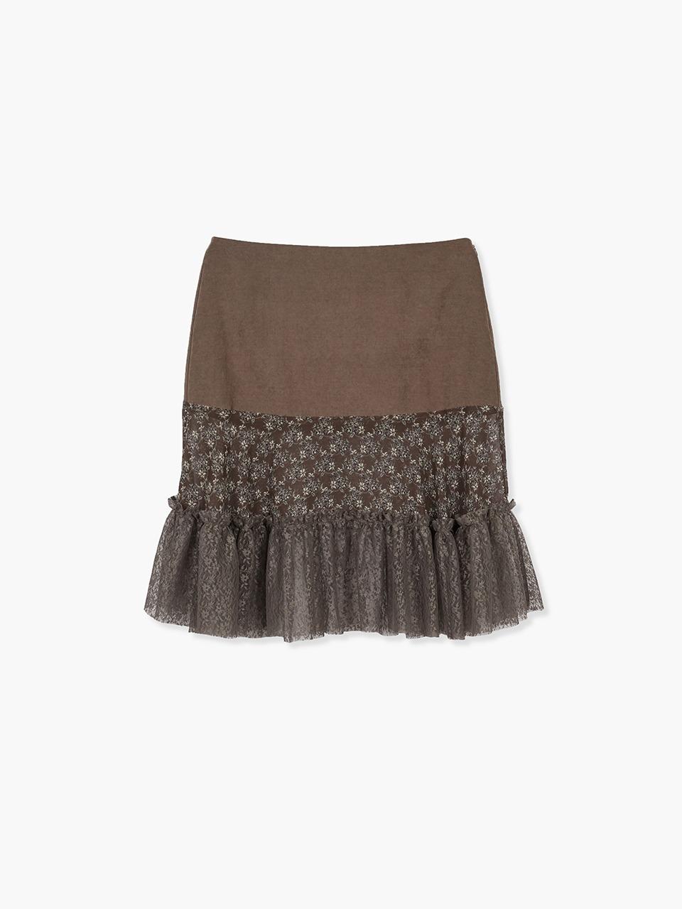 VINTAGE FLOWER SKIRT_brown