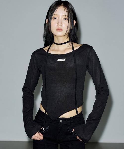 다이애그널 썸머 시스루 롱 슬리브 [블랙]