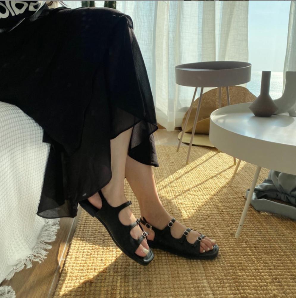 쓰리 버클 스트랩 여성 샌들