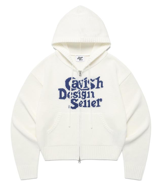 コート CAVISH W SELLER LOGO KNIT ZIP UP HOODIE IVORYCV2EFFK684A 카비시 W SELLER LOGO KNIT ZIP UP HOODIE[IVORY] - 위시버킷