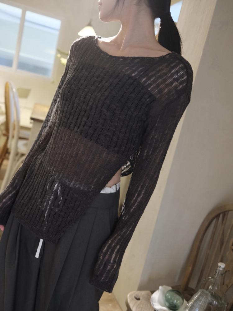 러쉬 썸머 딥슬릿 씨스루 니트 (4 color)