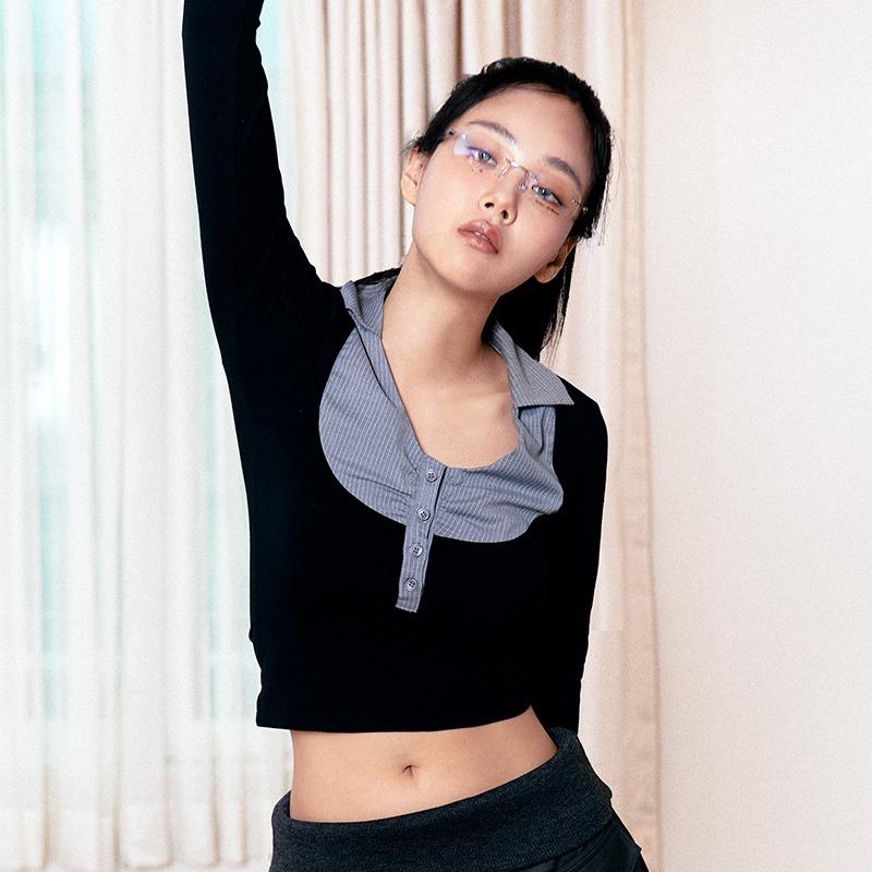 [Re-Order] STRIPE PREPPY TOP (BLACK)