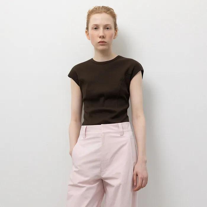 [9차 리오더] Cap Sleeve T-Shirts_Brown