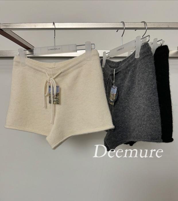 씨블랙 (3주소요) 런던플랏 알로하 니트 바지 3color 허리 밴딩 스트링 숏 팬츠