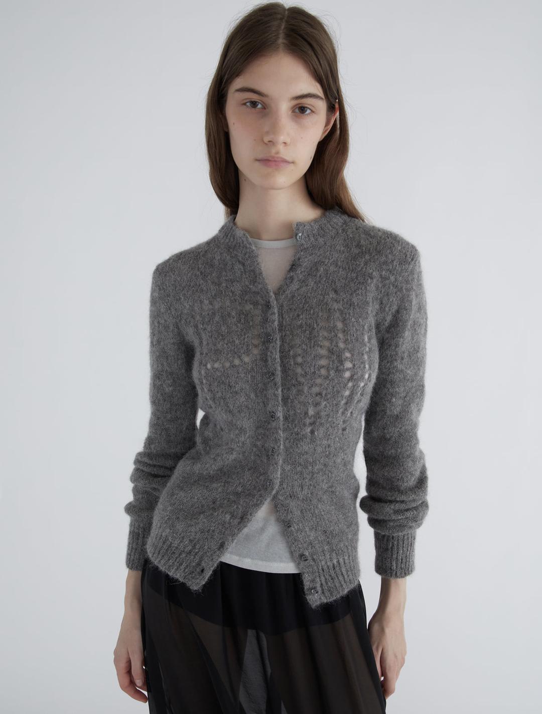 DOVE-Cardigan with cut-out PW lettering on the front