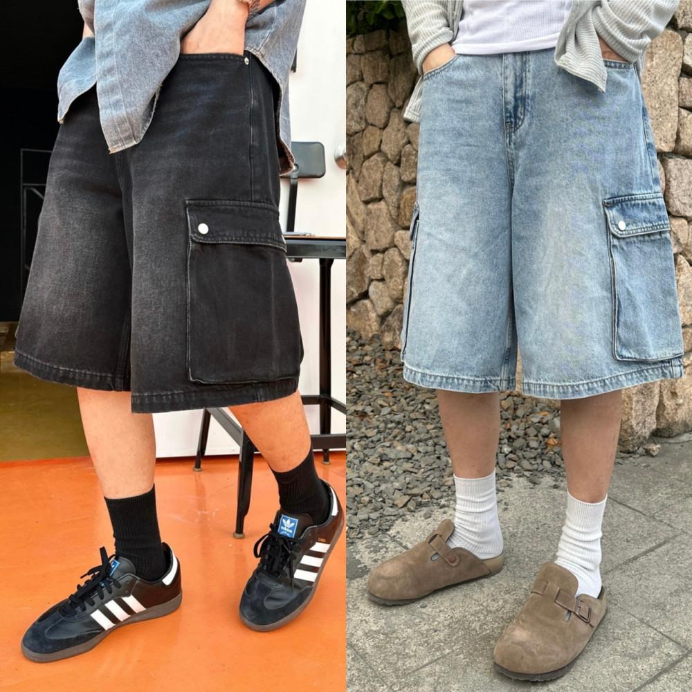 남자버뮤다데님 카고청반바지 흑청바지 남성여름청바지