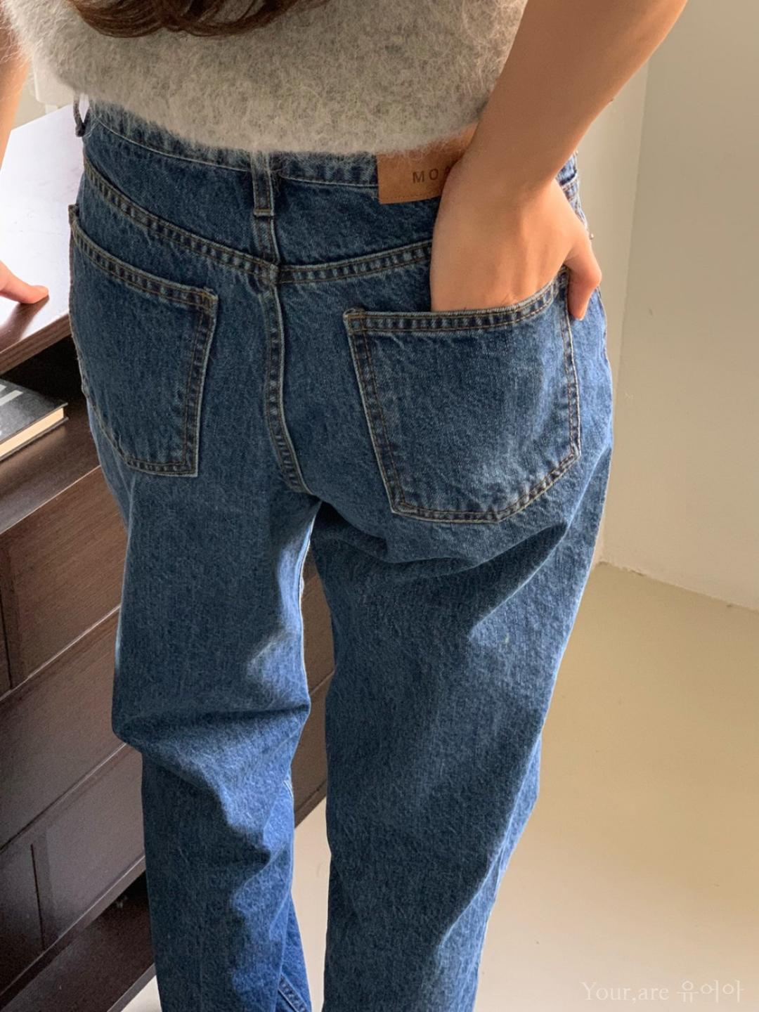 Moani 모아니 풀랭스 로 리사이클 와이드 빈티지 중청 데님 (2size)