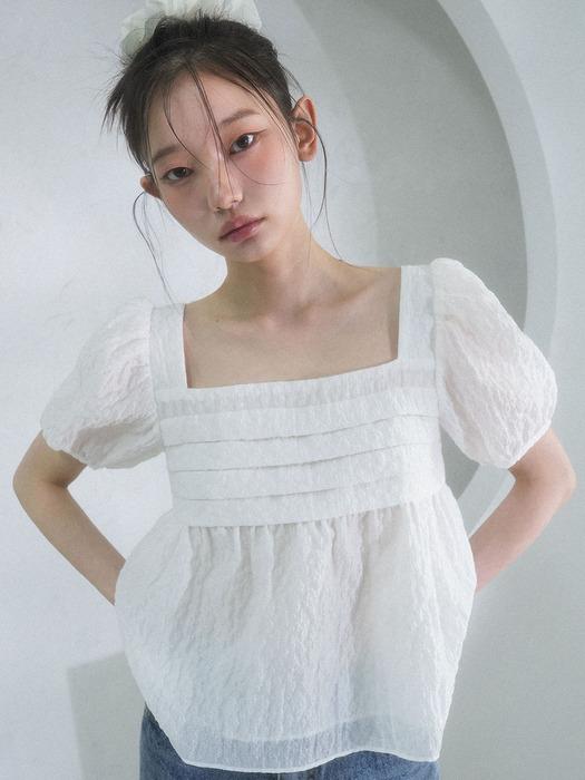 Snow Oganza Puff Blouse WHITE