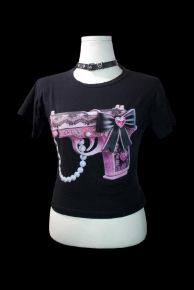 MADROSE Deco Gun Crop T-shirt (Black)