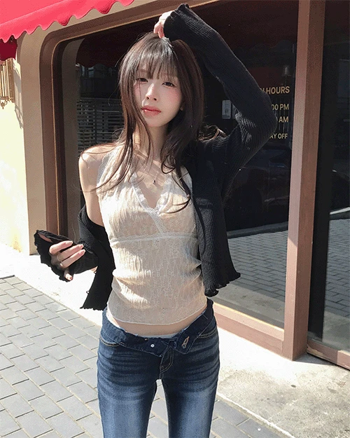 펜실 홀터 & 레이스 코어 나시 TOP