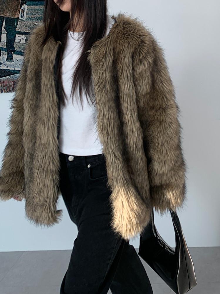 raccoon fur jacket