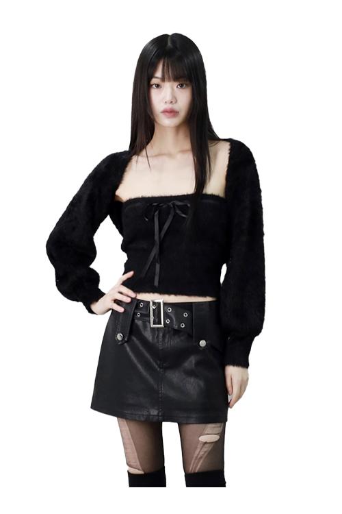 (set) 키나 앙고라 리본 탑 + 볼레로