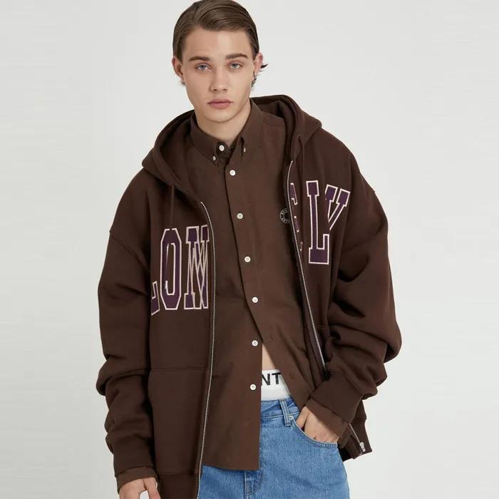 LONELY/LOVELY FLUFF HOODIE ZIP-UP BROWN