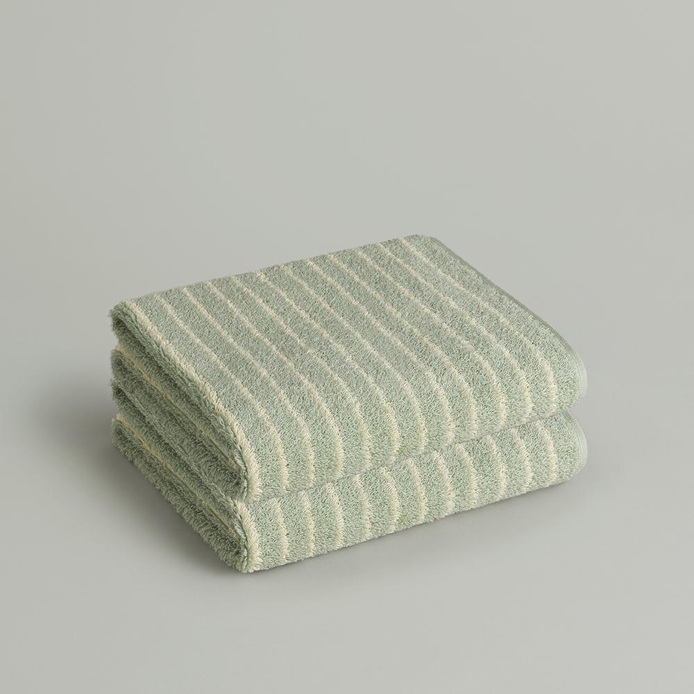 페이스 타월 - 민트 스트라이프 (시그니처 고밀도, 고중량 세안 타월) 2P