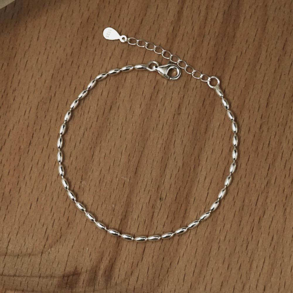 베이직 타원 볼 체인 실버925 팔찌 에그볼