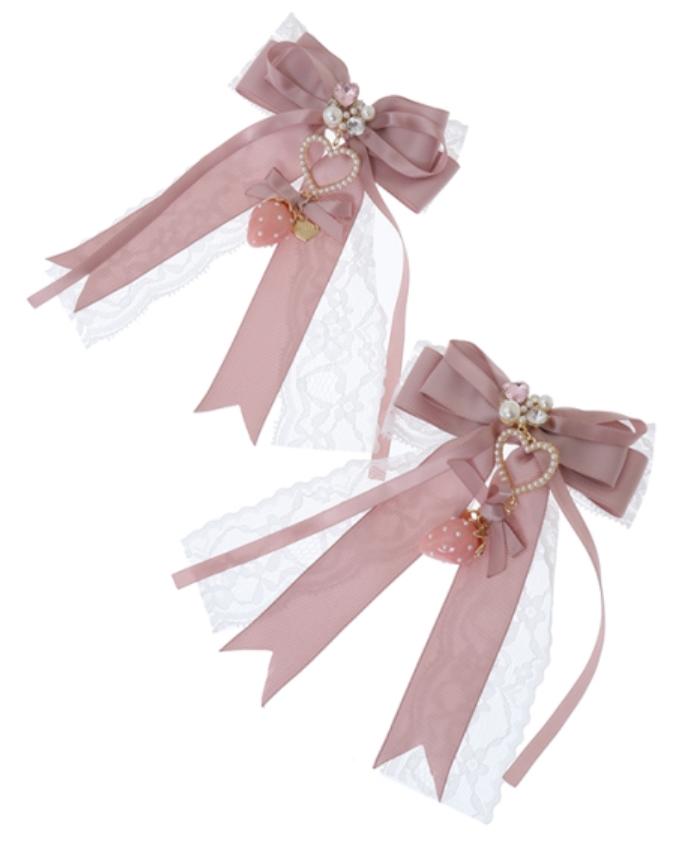 (LIZ LISA 리즈리사) 스트로베리 리본 비쥬 헤어클립 세트 3color