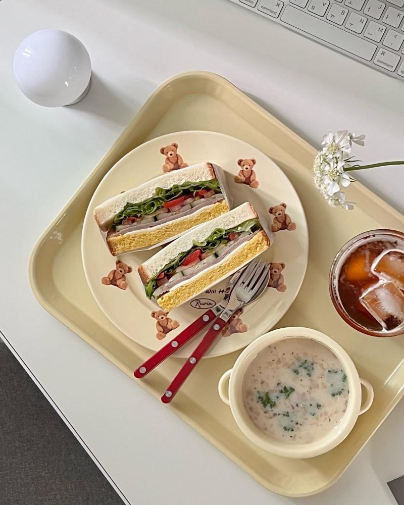 곰돌이 접시 플레이트 디저트 보울 그릇 브런치 요거트