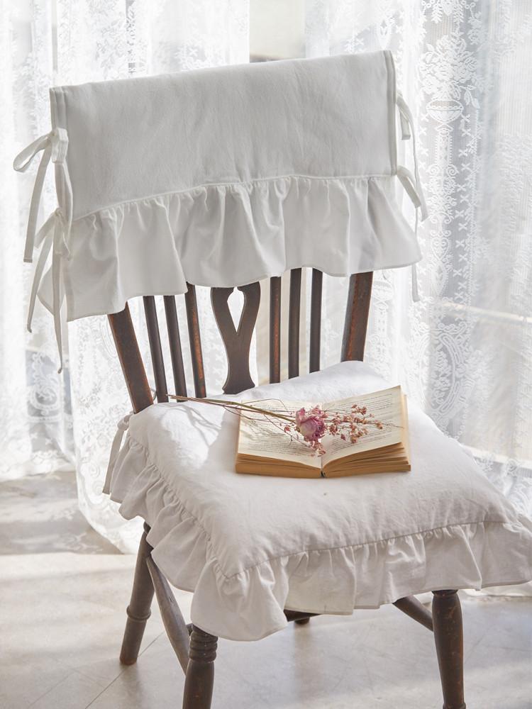 화이트워싱 식탁등받이커버 + 화이트워싱 식탁방석커버 세트