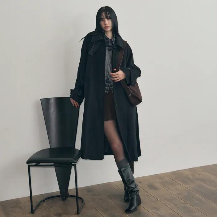 [12월 9일 예약배송] 캐시미어 발마칸 로브 코트 [BLACK]