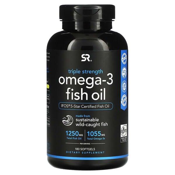 Sports Research, 오메가-3 피쉬 오일, 3배 강도, 1,250mg, 소프트젤 180정
