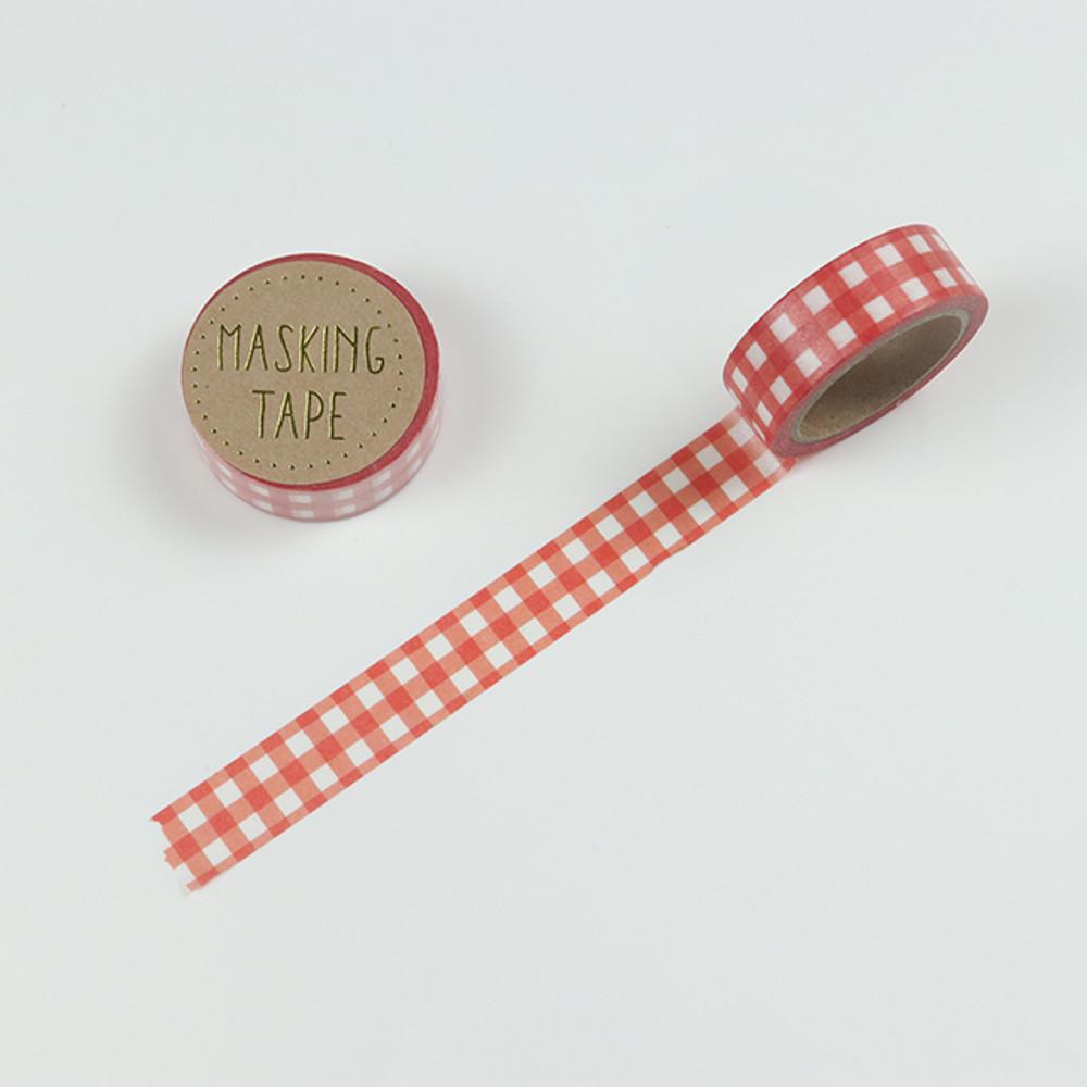 월드크래프트 마스킹테이프 (깅엄체크 레드)