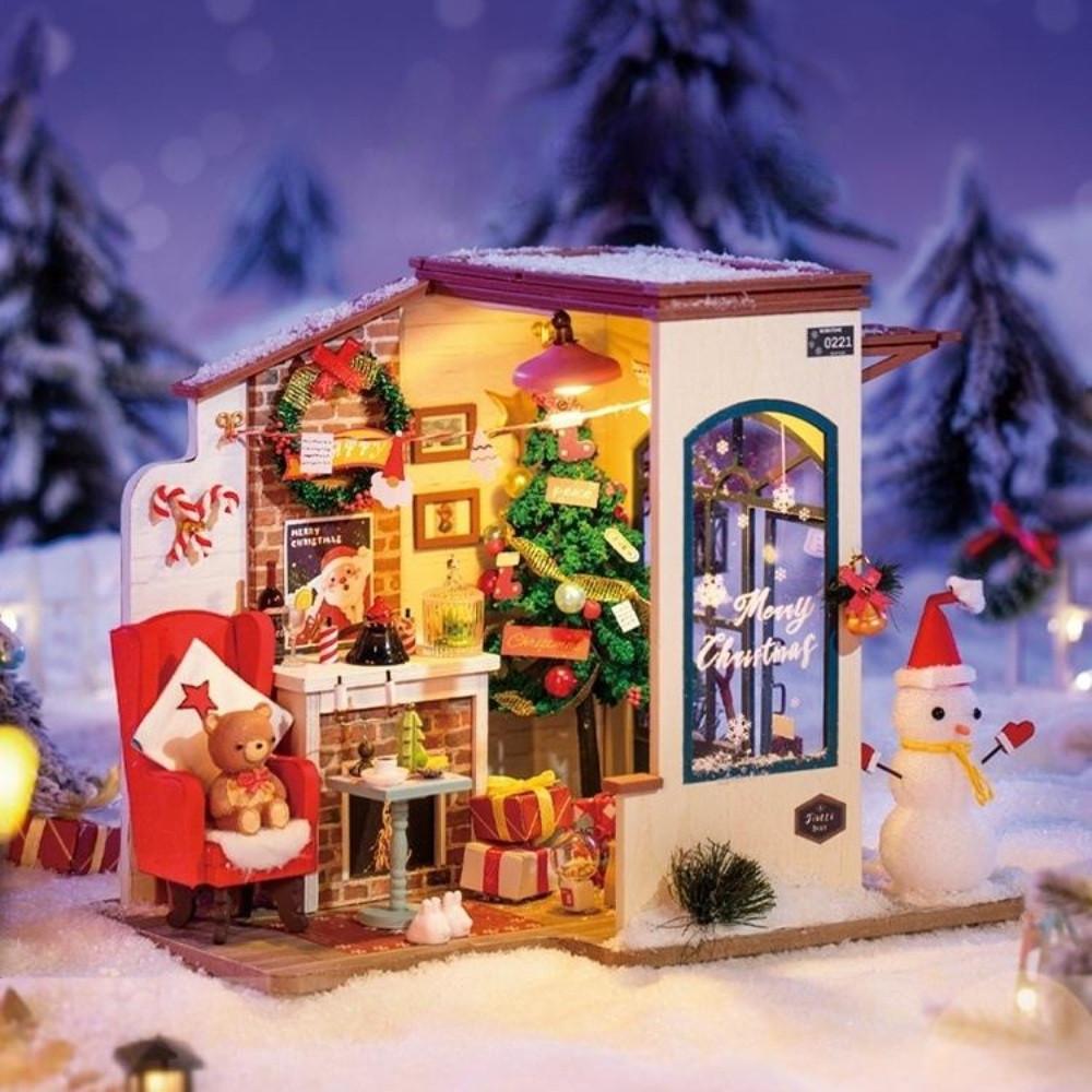 크리스마스 미니어처 하우스 눈 내리는 별장 스노우 징글벨 오르골 Rolife