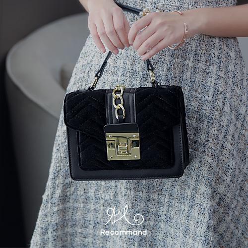 [BG#1177-3366]스웨이드 배색 럭셔리 퀼팅 백