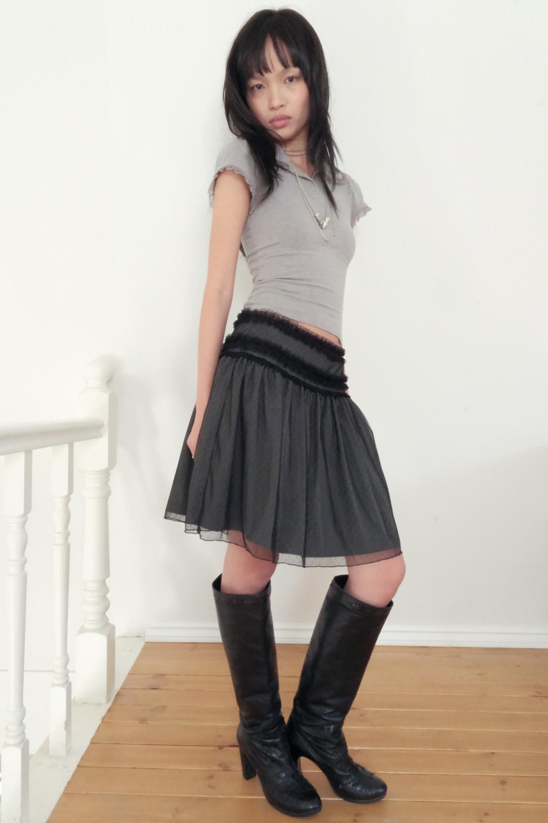 Vanilla Dot Lace Skirt *Black