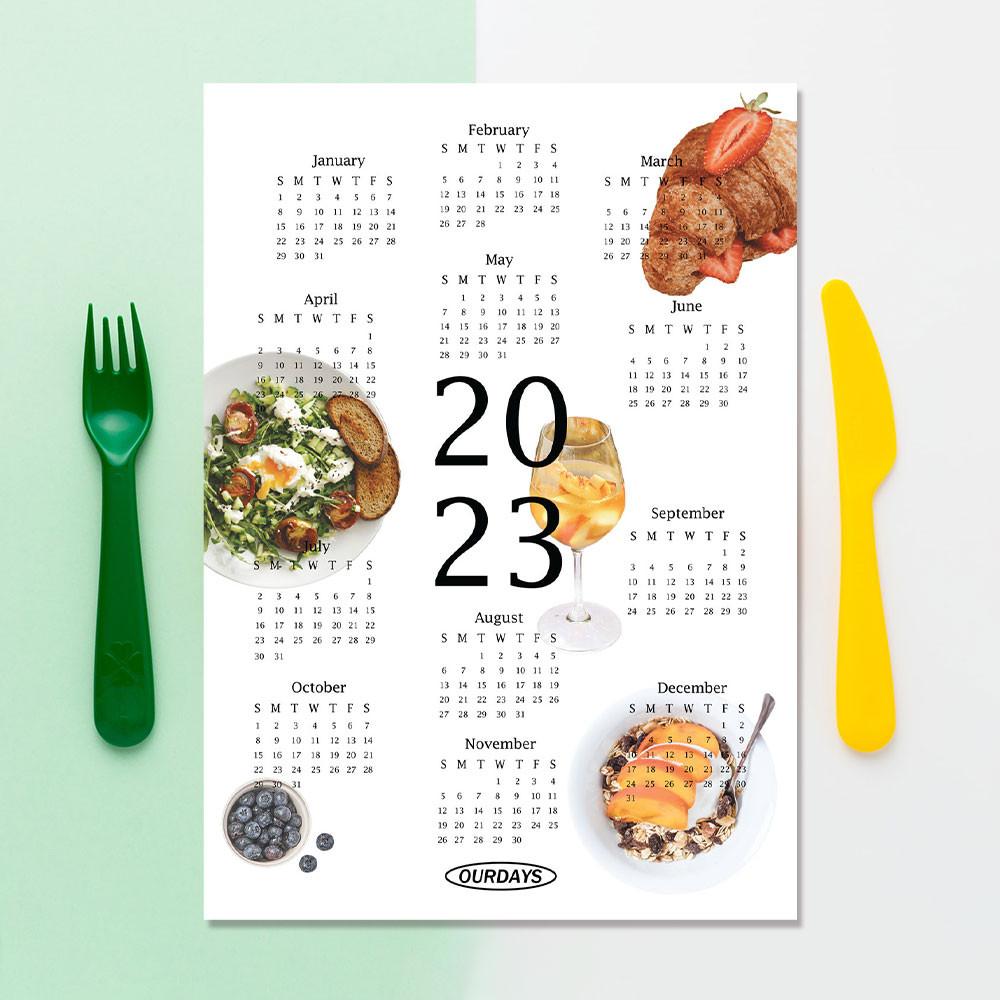 아우어데이즈 2023년 브런치 캘린더 포스터 빵달력 한장 1장 낱장 달력 감성 빈티지 2023