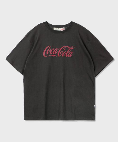 오버사이즈 코카콜라 빅 로고 반팔티 차콜
