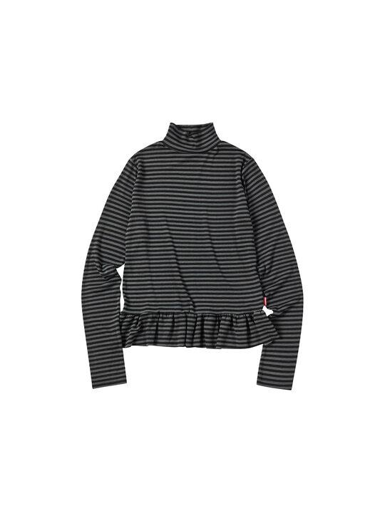 W FRILL TURTLENECK T-SHIRT [DEEP GRAY]