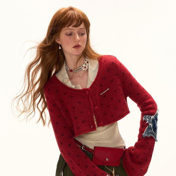 Star Patch Cropped Cardigan