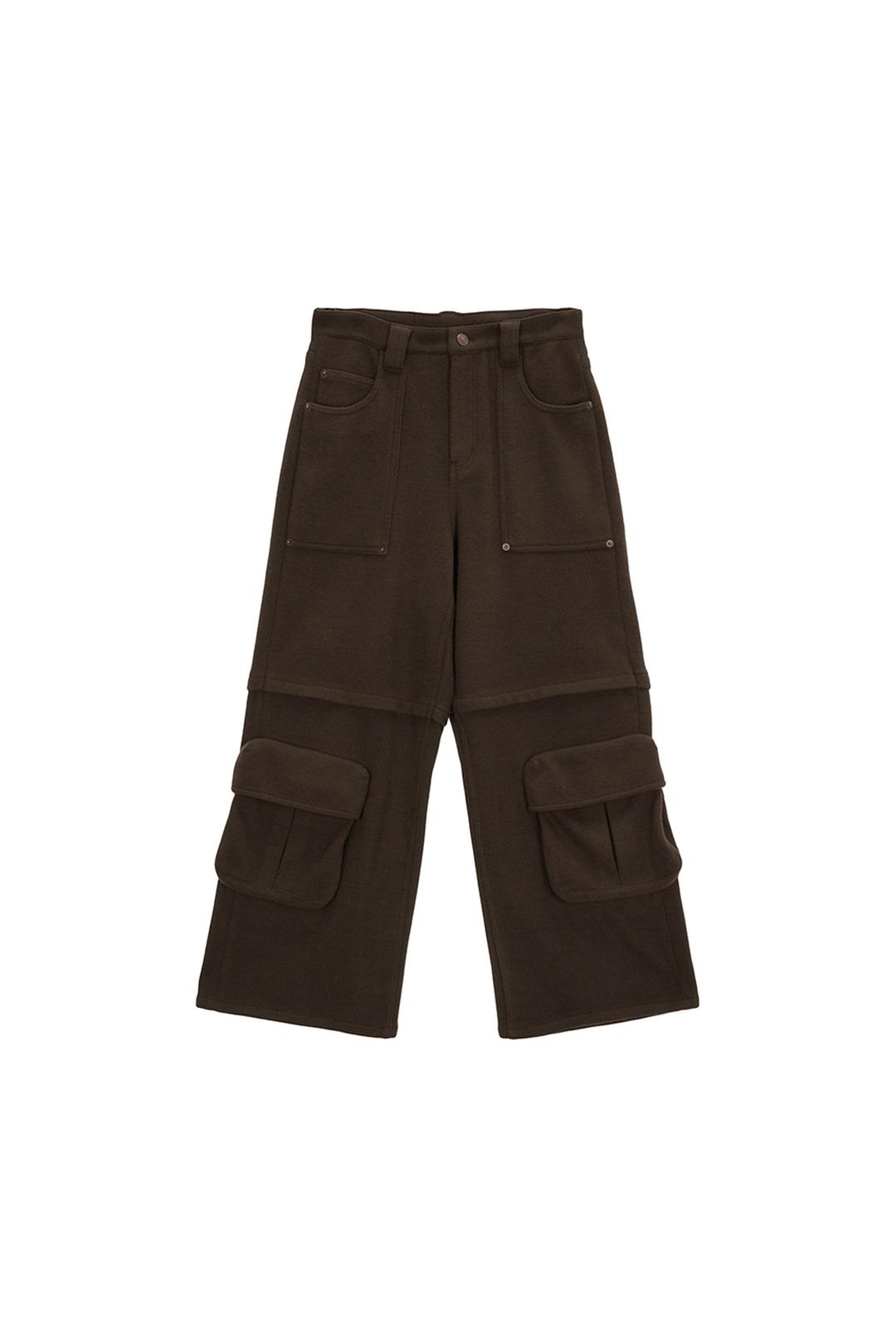 VOLUME POCKET WIDE PANTS IN BROWN