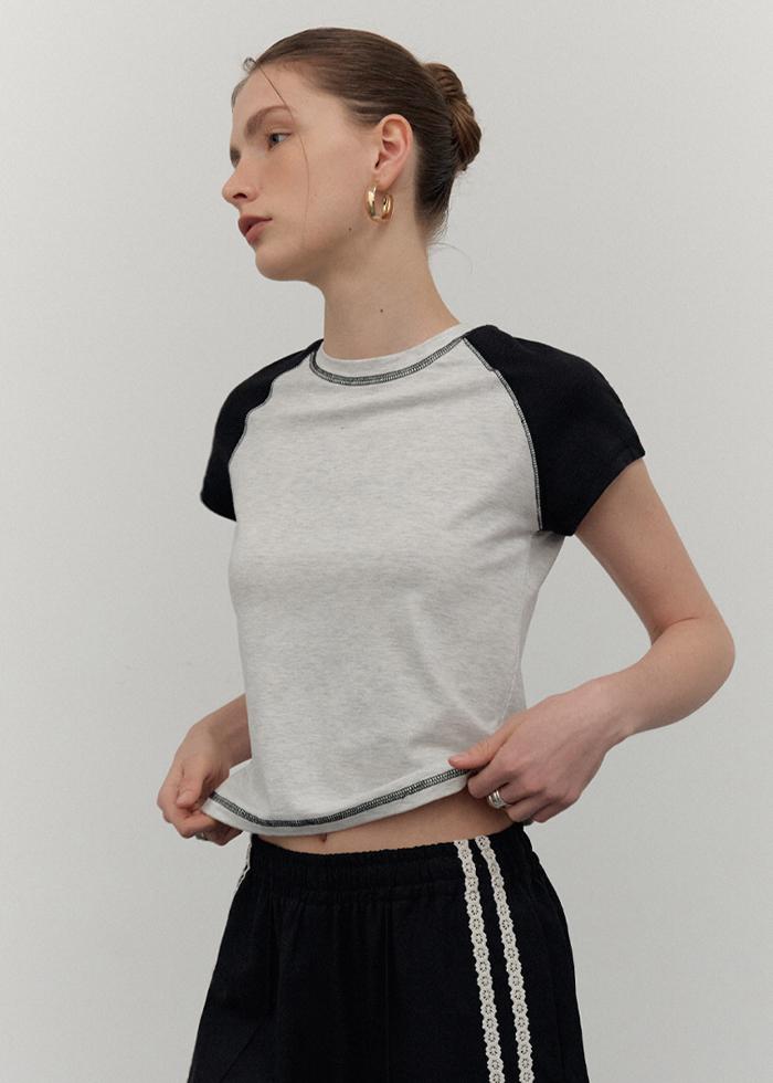 Signature Logo Raglan Half T-Shirt_CTT350(White Melange)
