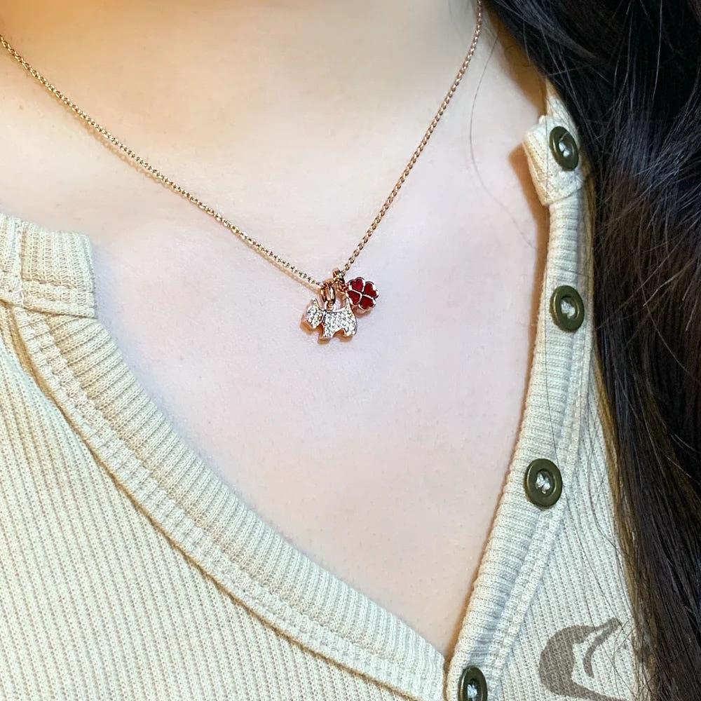 AGATHA 아가타 네크리스 SCOTTIE HEART 하트 네잎클로버 실버925 로듐