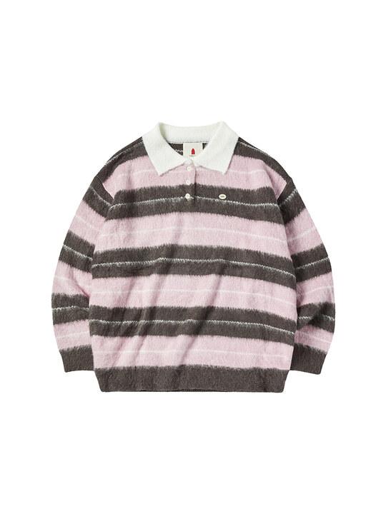 W BRUSH COLLAR SWEATER [PINK]