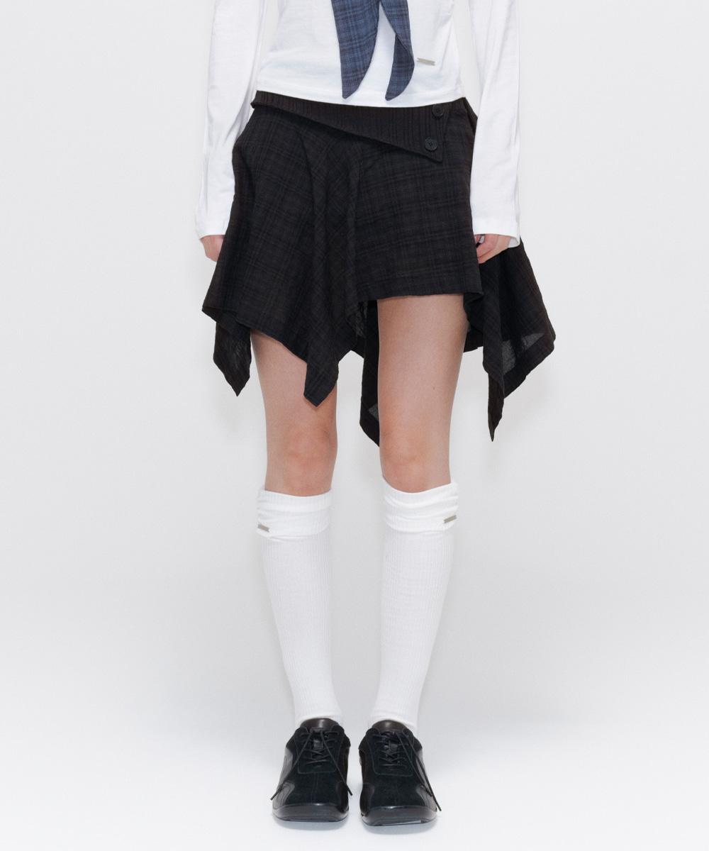Unbalanced flow mini skirt CHECK