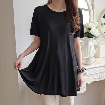 이런 상품 어때요? 여성 루즈핏 무지 플레어 반팔 롱 티셔츠 위드 봄 여름