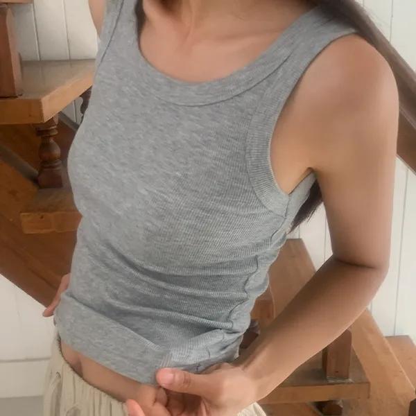 [화이트당일/인기/레이어드추천] 인프피 베이직 골지 라운드 민소매 나시