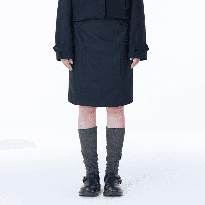Button midi skirt NAVY