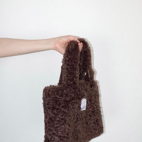 Teddy mini fur bag _ dark brown