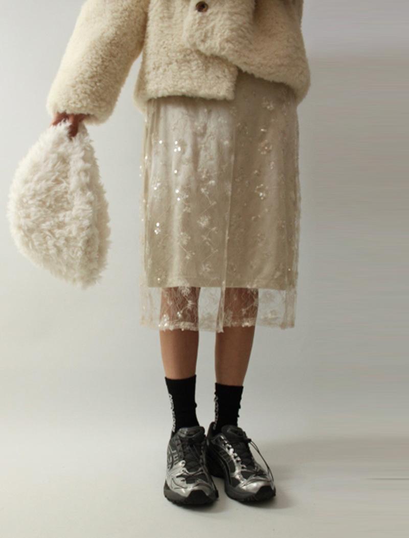 느루아 비즈 실크 레이어드 스커트 (3col)