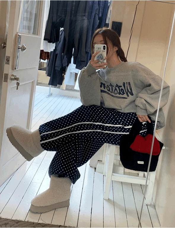 도트 후리스 기모바지(2color)