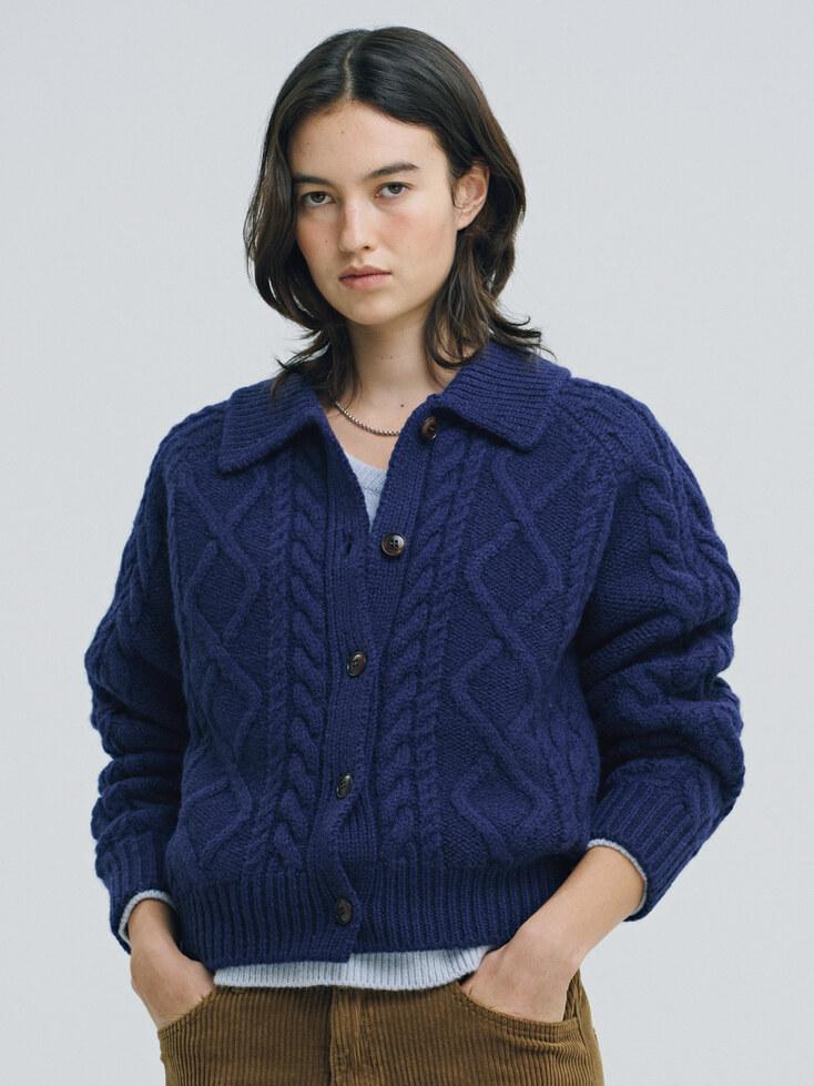 Alma Wool 100 Cardigan (Navy)